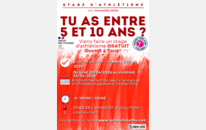 STAGE GRATUIT DU 20/04 AU 24/04 /2026 OUVERT A TOUS LES ENFANTS DE 5 à 10 ans !!!